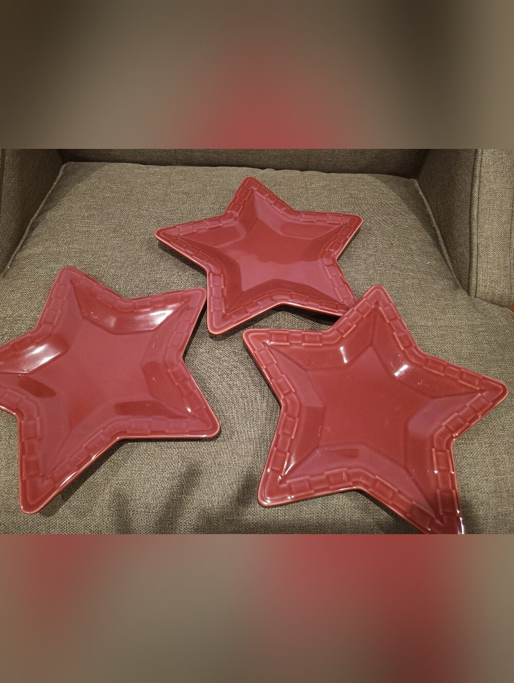 Longaberger Pottery Woven Traditions Star Plates Paprika (red) glaze color (3)